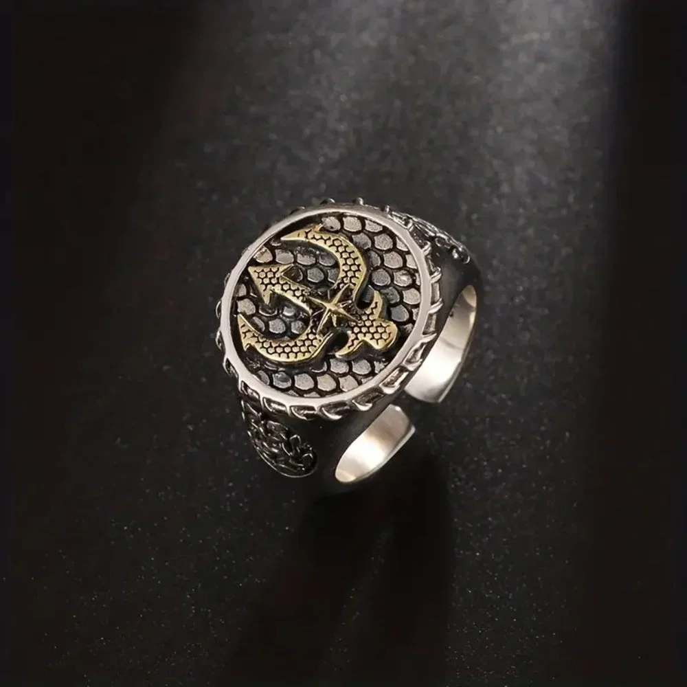 Retro Trident Open Ring Men's Biker Punk Jewelry Fashion Ring